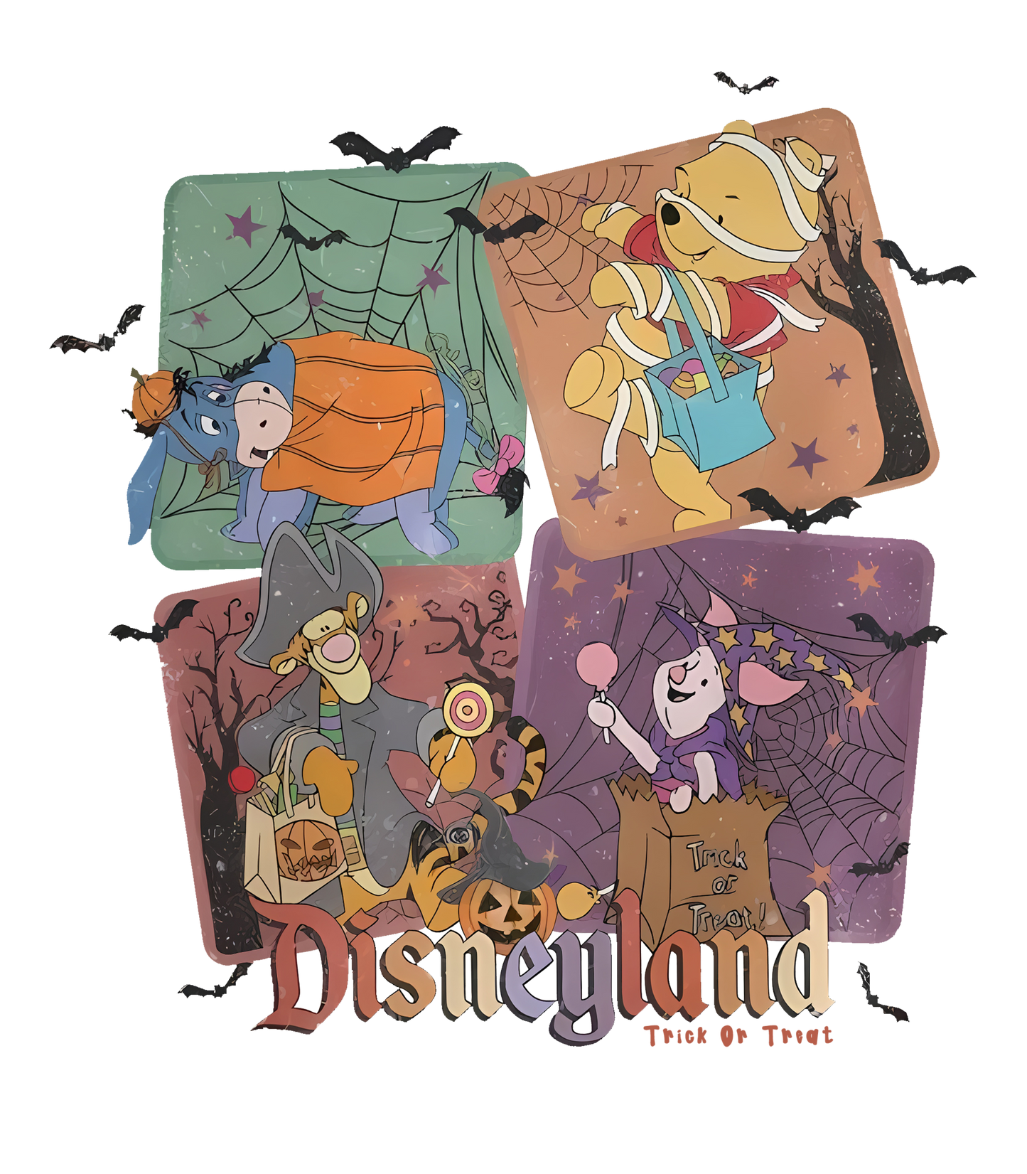 Retro Pooh & Friends Halloween DTF Transfer – 9" x 10"