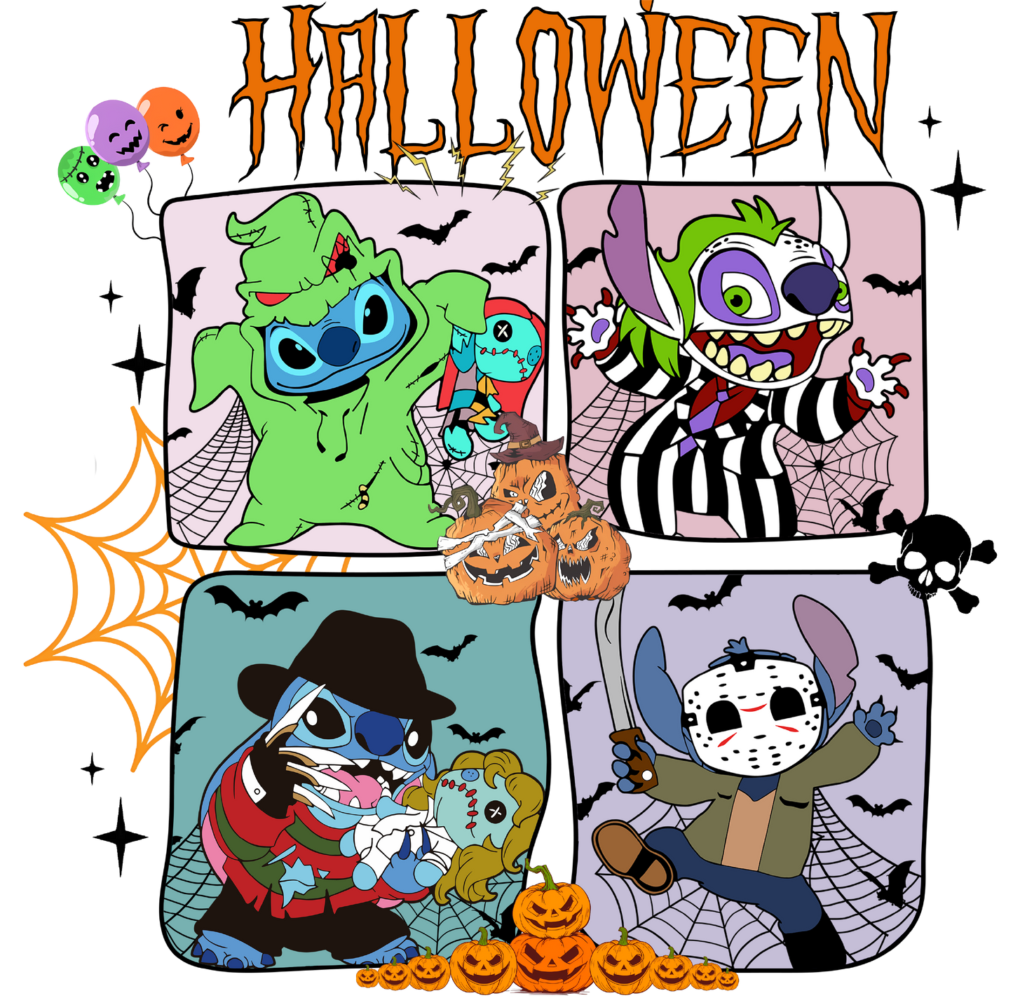 Halloween Horror Friends DTF Transfer (12" x 11.8")