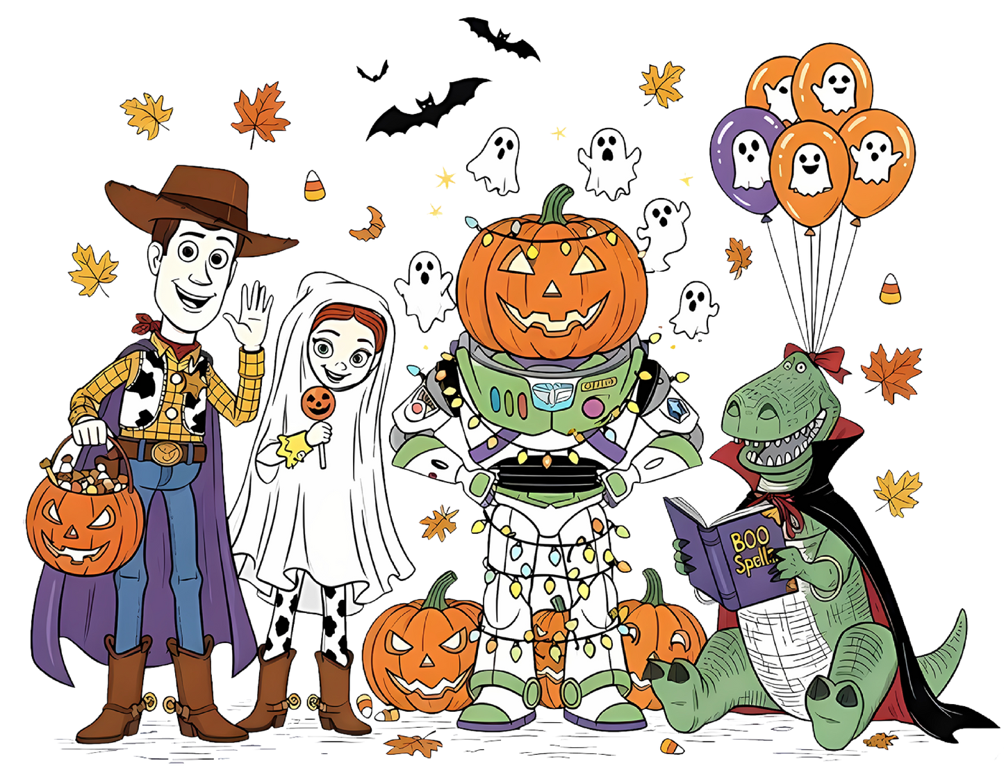 Spooky Toy Friends Halloween DTF Transfer (11" x 8.4")