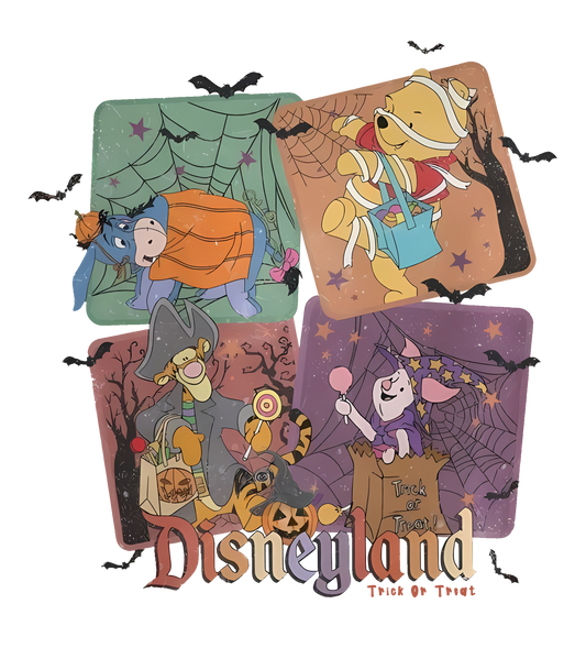 Retro Pooh & Friends Halloween DTF Transfer – 9" x 10"