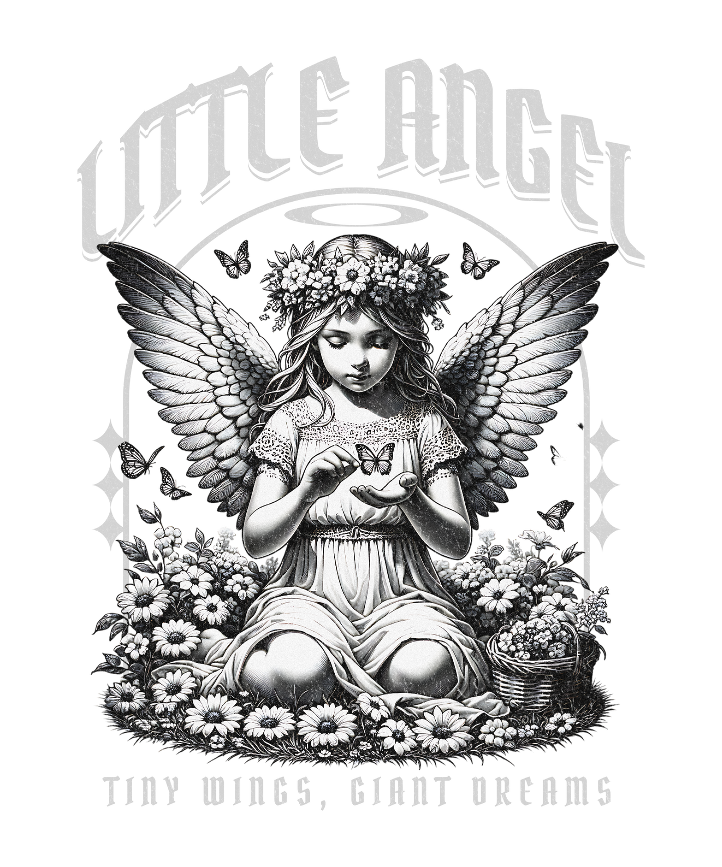 Little Angel – "Tiny Wings, Giant Dreams" DTF Transfer (12" x 14")
