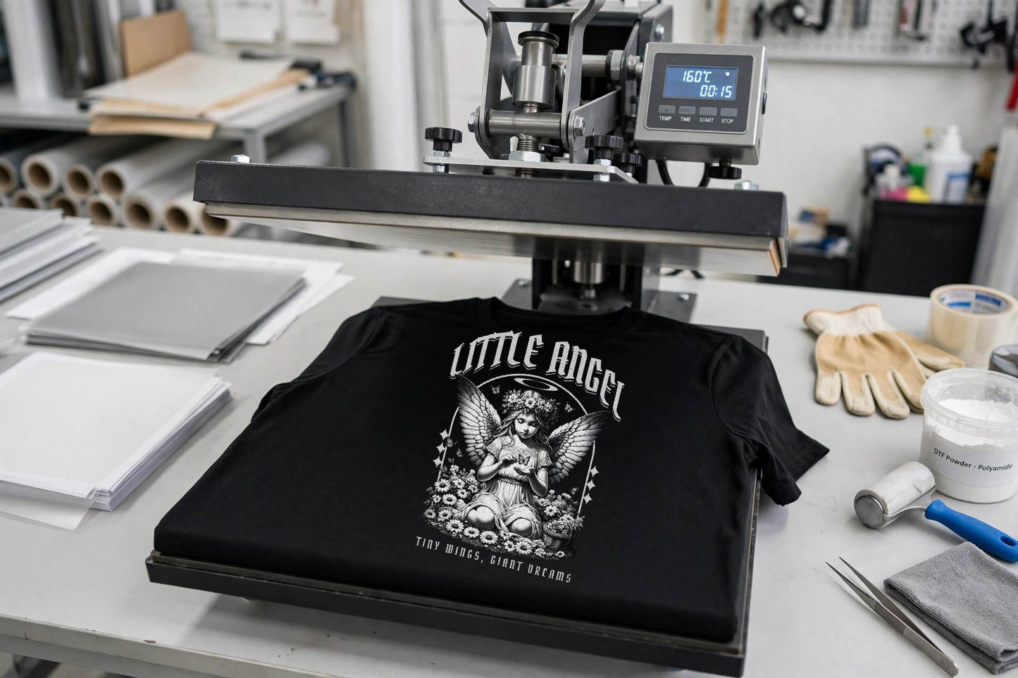 Little Angel – "Tiny Wings, Giant Dreams" DTF Transfer (12" x 14")