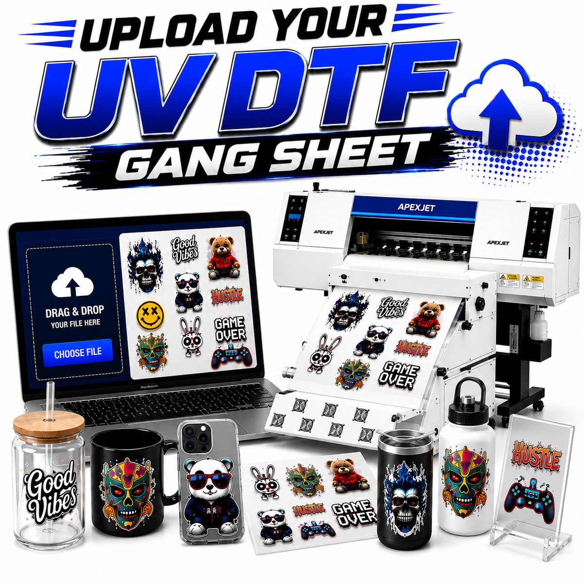 Upload Your UV DTF Gang Sheet